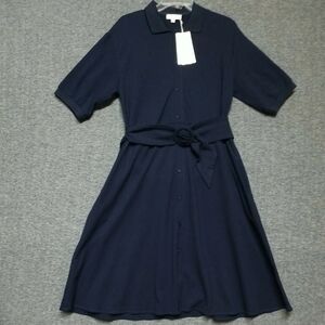 Women's Metisu Blouson Blue Belted Dress Size XL 95% Cotton, 5% Stretch